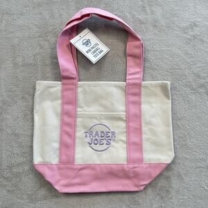 Trader Joe's Pink and Cream Tote Bag